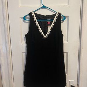 NWT | Vince Camuto Black And White V Neck Linen Sheath Dress | US 4